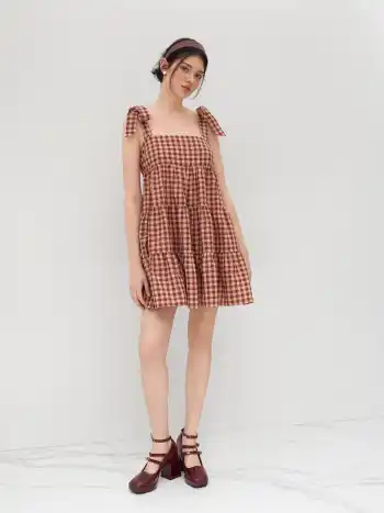 Pure Cotton Pleated Backless Mini Dress